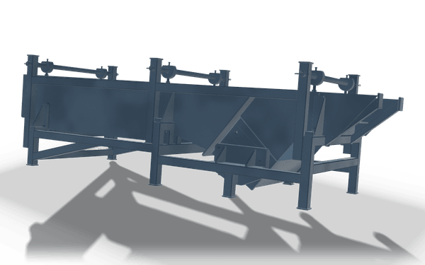 Tack-welding fixture, 4.2 m, variant B, in raw steel: a fixture table on plated legs with upright clamp posts and a diagonal brace.
