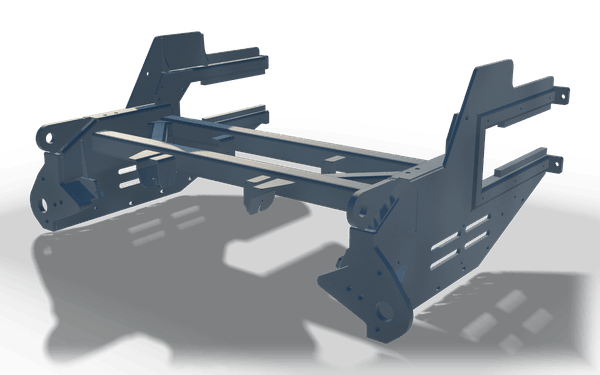 Welded cross member with side brackets, 1.7 m, in raw steel: a central tube with a slotted plate bracket at each end.